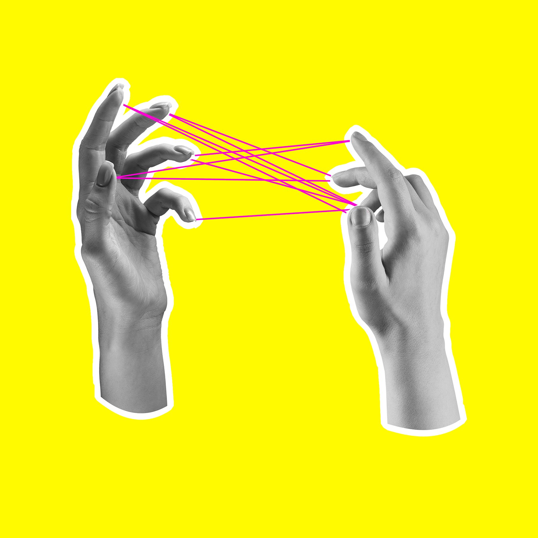 Contemporary art collage, modern design. Aesthetic of hands. Trendy bright colors. Copyspace for your ad or text.